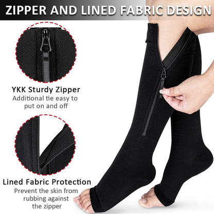 Chaussettes de compression graduée à fermeture éclair et bout ouvert - image 3
