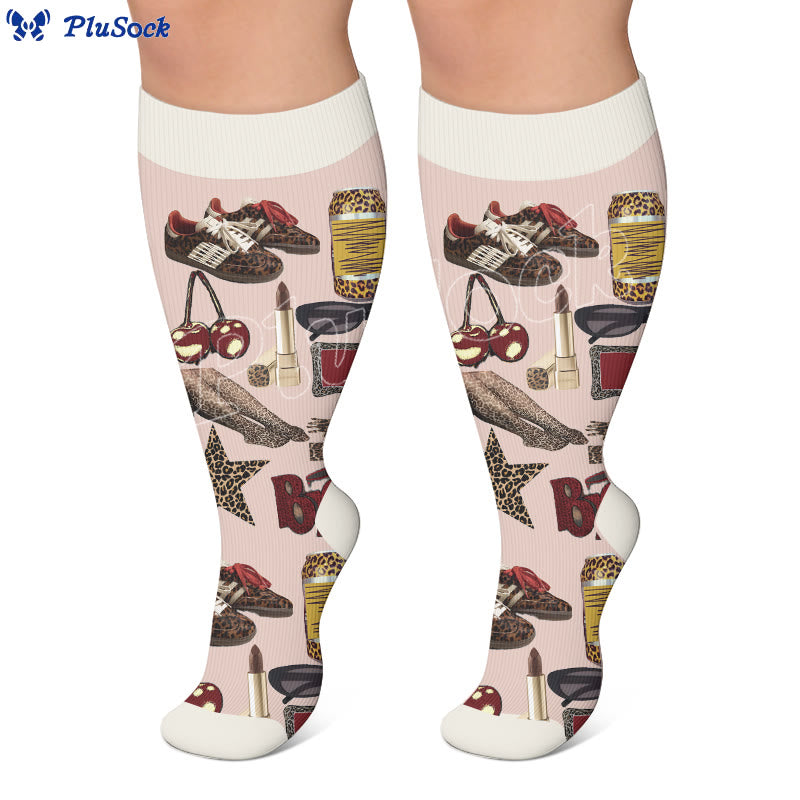 Chaussettes de compression grandes tailles à imprimé rétro streetwear - image 4
