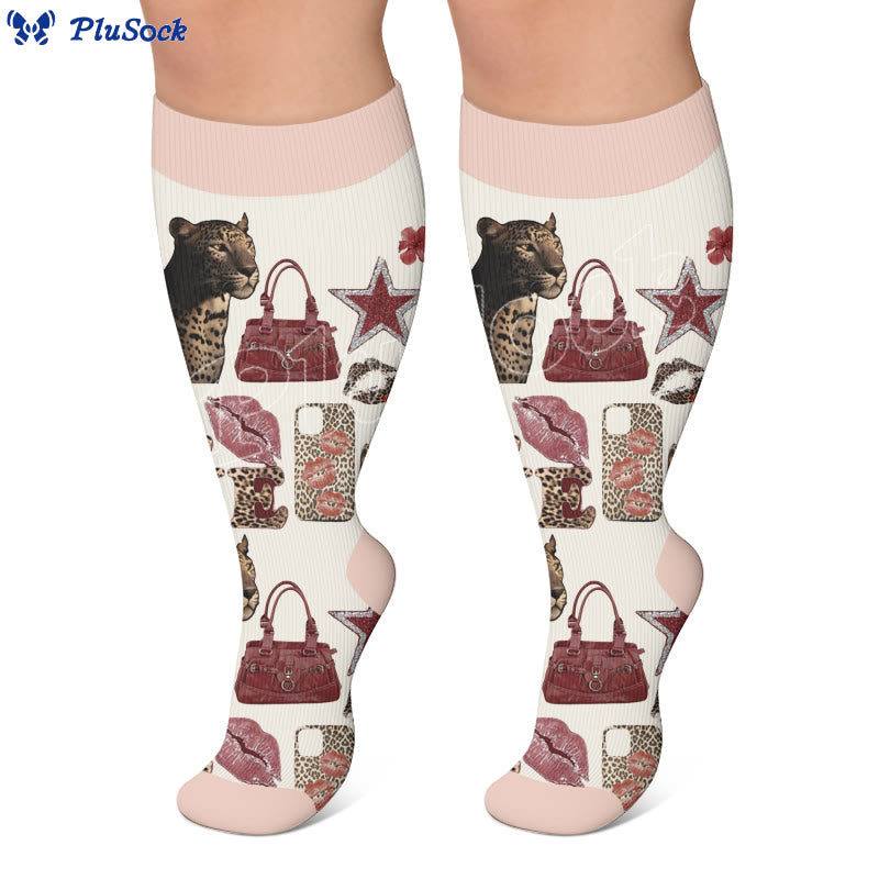 Chaussettes de compression grandes tailles à imprimé rétro streetwear - image 3