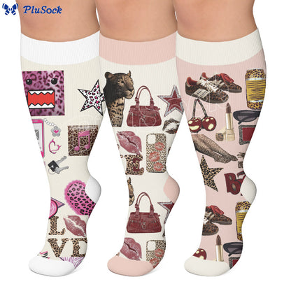 Chaussettes de compression grandes tailles à imprimé rétro streetwear - image 0
