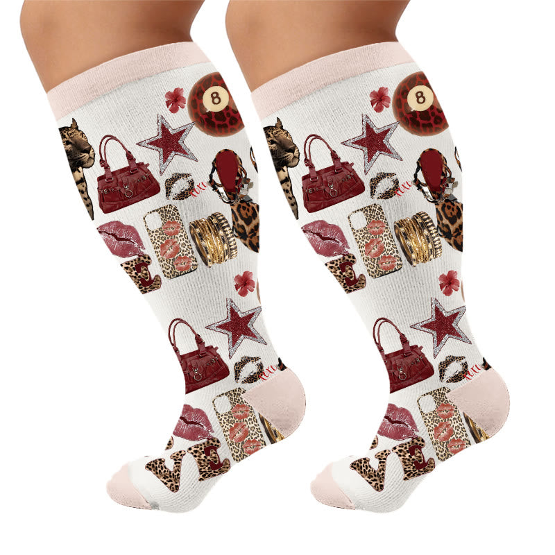 Chaussettes de compression grandes tailles à imprimé rétro streetwear - Léopard (1 paire) - 4XL - image 6