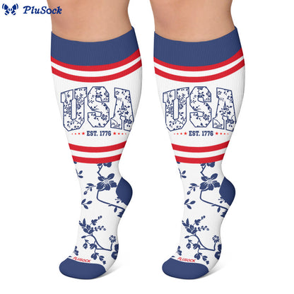 Chaussettes de compression rayées à nœud grande taille - image 4