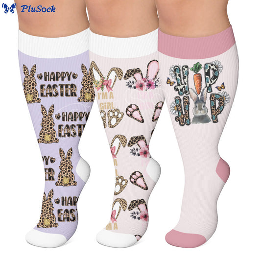 Chaussettes de compression grandes tailles à imprimé Pâques - image 0