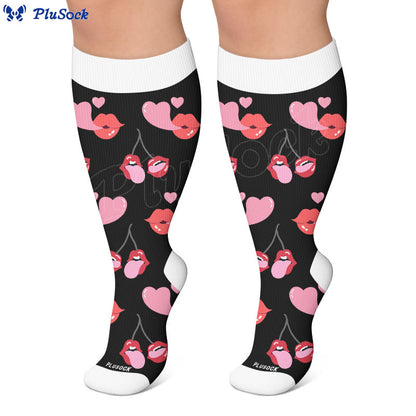 Chaussettes de compression grande taille à imprimé papillon - image 3