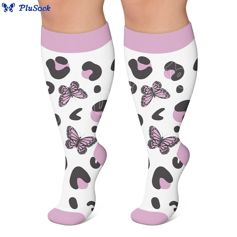 Chaussettes de compression grande taille à imprimé papillon - image 4