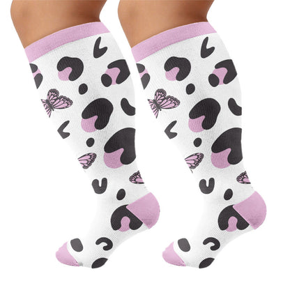 Chaussettes de compression grande taille à imprimé papillon - Blanc (1 paire) - 4XL - image 6