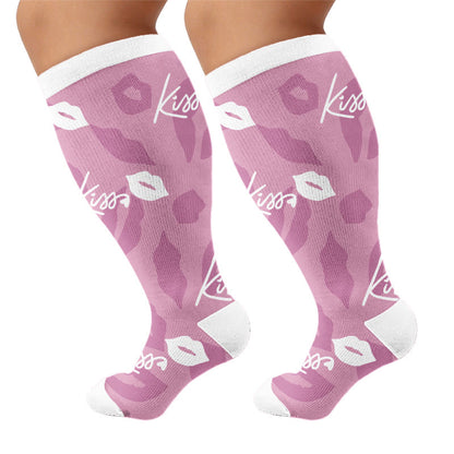 Chaussettes de compression grande taille à imprimé papillon - Violet (1 paire) - 4XL - image 7