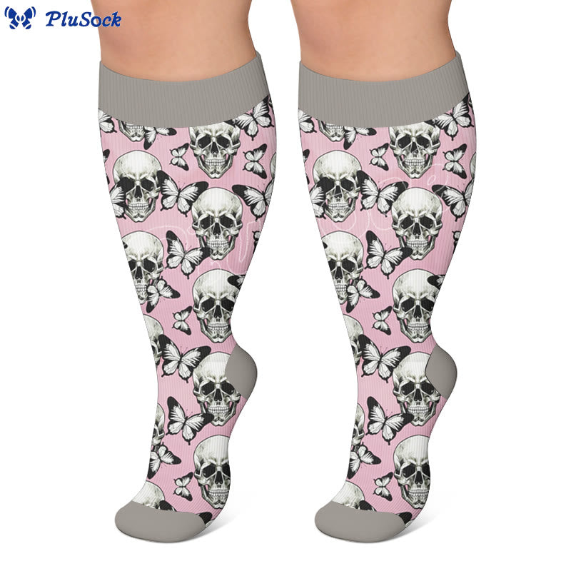 Chaussettes de compression grandes tailles à motif tête de mort amusant - image 4