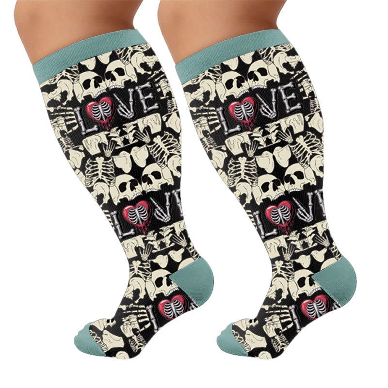 Chaussettes de compression grandes tailles à motif tête de mort amusant - Amour (1 paire) - 4XL - image 5