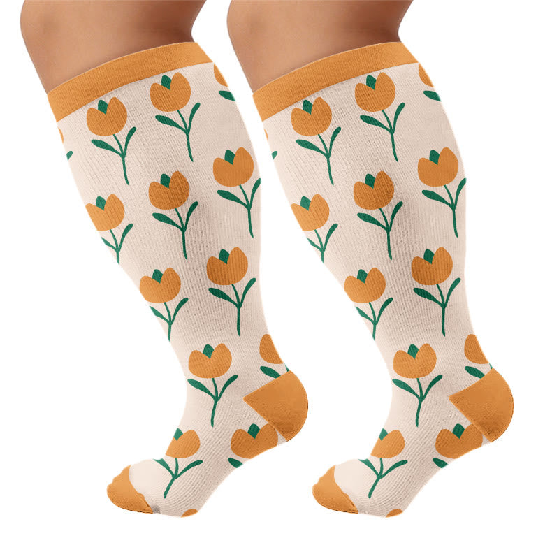 Chaussettes de compression grandes tailles d'inspiration vintage - Orange (1 paire) - 4XL - image 6