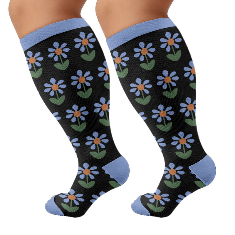Chaussettes de compression grandes tailles d'inspiration vintage - Bleu (1 paire) - 4XL - image 7