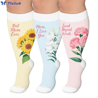 Chaussettes de compression fleuries grandes tailles pour la fête des mères - image 0