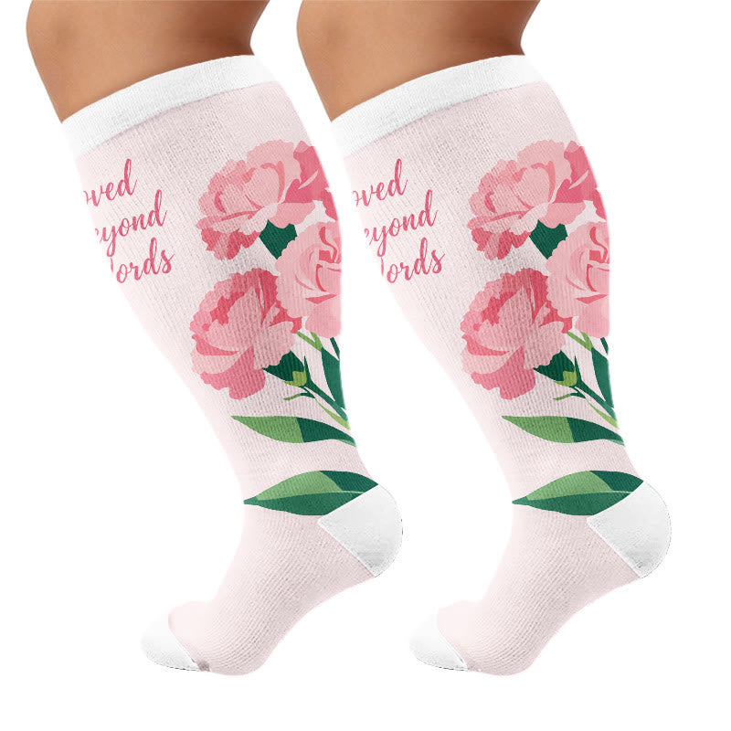 Chaussettes de compression fleuries grandes tailles pour la fête des mères - Rose (1 paire) - 4XL - image 6