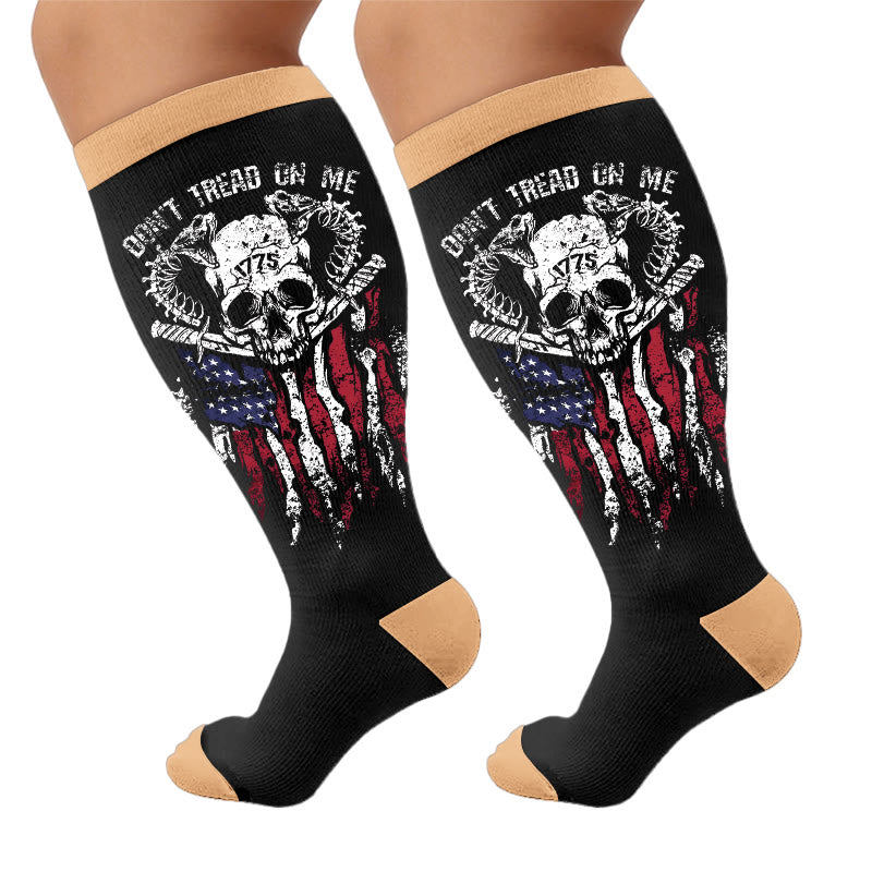 Chaussettes de compression grandes tailles à imprimé tête de mort rétro - Drapeau (1 paire) - 4XL - image 6