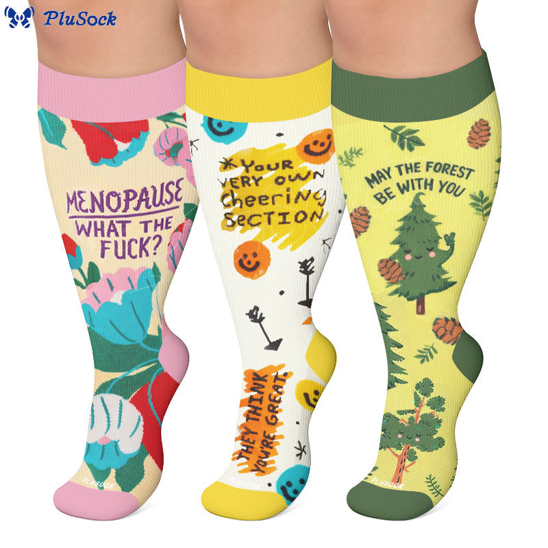 Chaussettes de compression grandes tailles à motifs joyeux - image 0