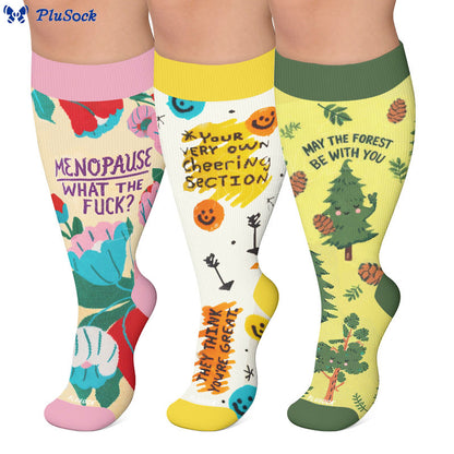 Chaussettes de compression grandes tailles à motifs joyeux - image 0