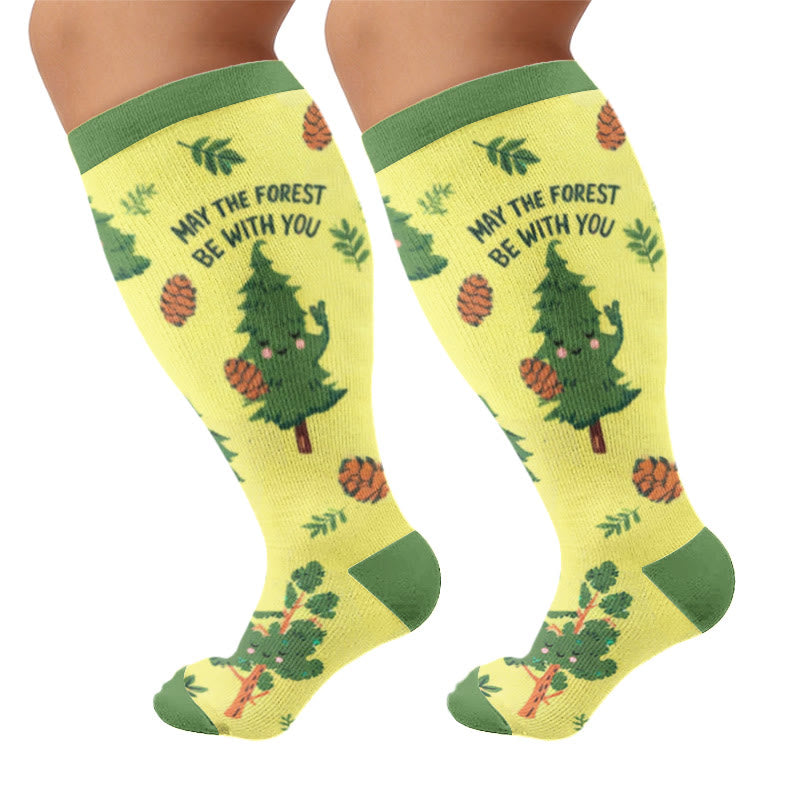 Chaussettes de compression grandes tailles à motifs joyeux - Jaune (1 paire) - 4XL - image 5