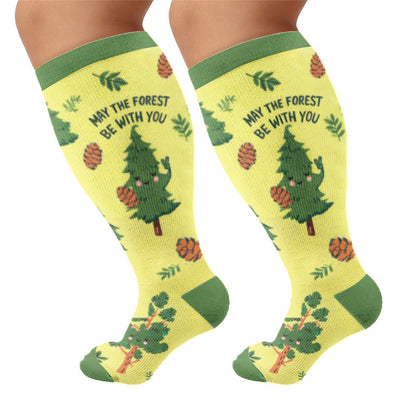 Chaussettes de compression grandes tailles à motifs joyeux - Jaune (1 paire) - 4XL - image 5
