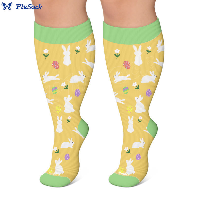 Chaussettes de compression grandes tailles à motifs carottes et fleurs et œufs - image 4
