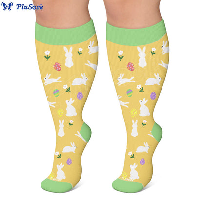 Chaussettes de compression grandes tailles à motifs carottes et fleurs et œufs - image 4