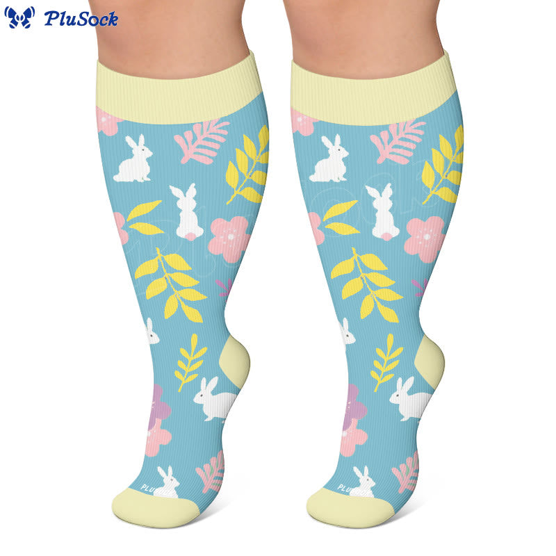 Chaussettes de compression grandes tailles à motifs carottes et fleurs et œufs - image 3