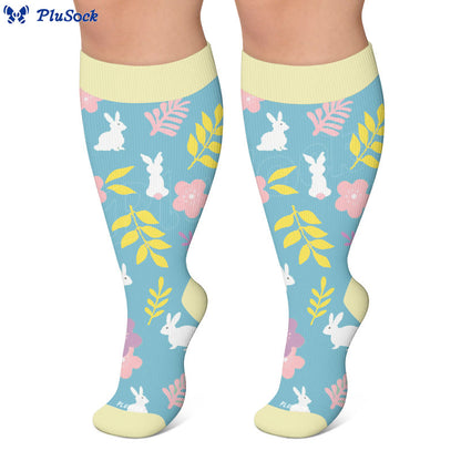 Chaussettes de compression grandes tailles à motifs carottes et fleurs et œufs - image 3