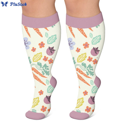 Chaussettes de compression grandes tailles à motifs carottes et fleurs et œufs - image 2