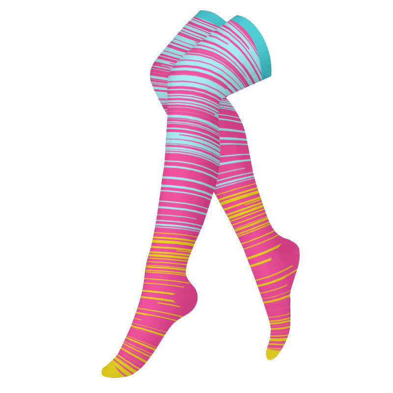 Chaussettes de compression montantes à rayures brillantes (3 paires) - Rose - L/XL - image 2