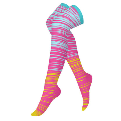Chaussettes de compression montantes à rayures brillantes (3 paires) - Rose - L/XL - image 2