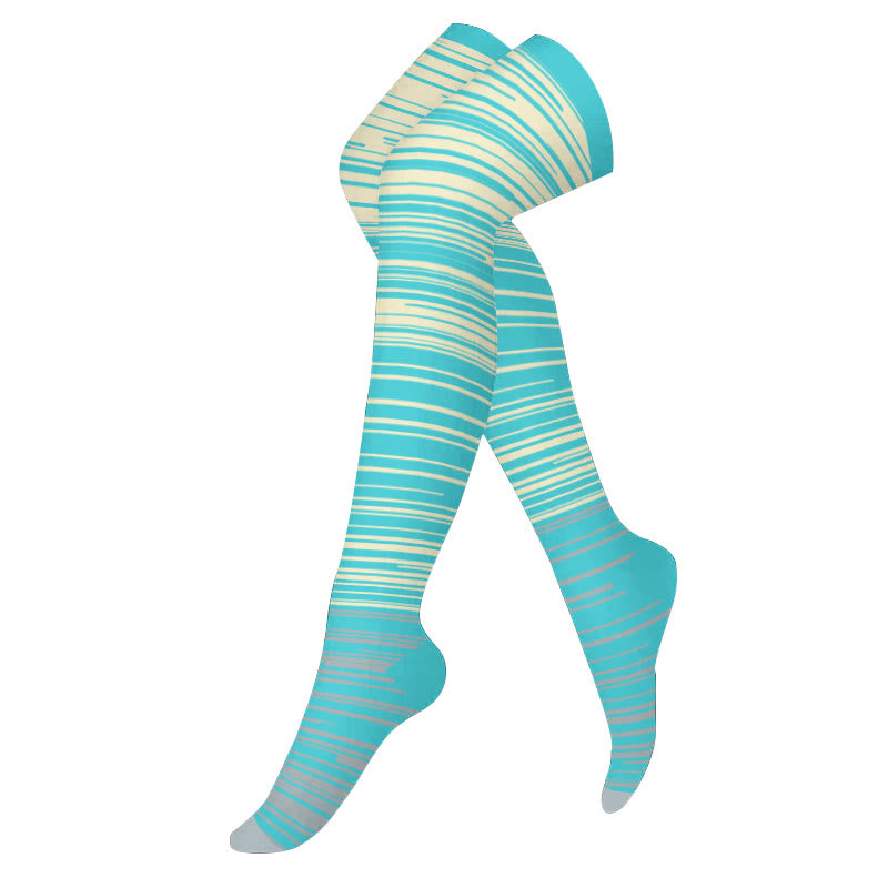 Chaussettes de compression montantes à rayures brillantes (3 paires) - Gris - L/XL - image 1