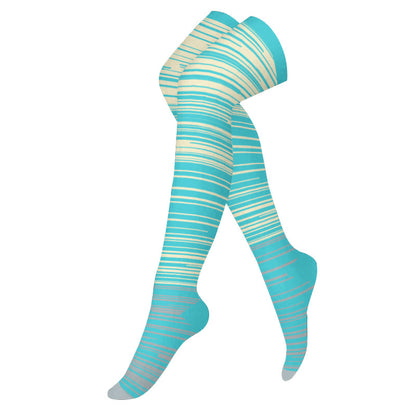 Chaussettes de compression montantes à rayures brillantes (3 paires) - Gris - L/XL - image 1
