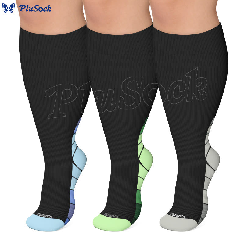 Chaussettes de compression à rayures grandes tailles - image 0