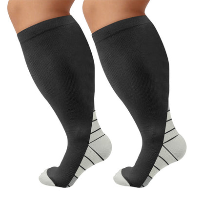 Chaussettes de compression à rayures grandes tailles - Gris (1 paire) - 4XL - image 7