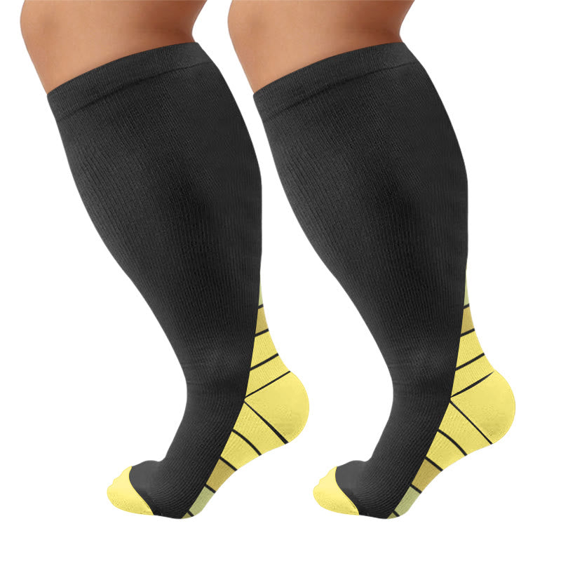 Chaussettes de compression à talon contrasté grandes tailles - Jaune (1 paire) - 4XL - image 4