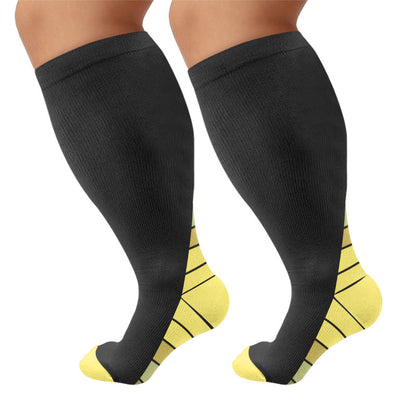 Chaussettes de compression à talon contrasté grandes tailles - Jaune (1 paire) - 4XL - image 4