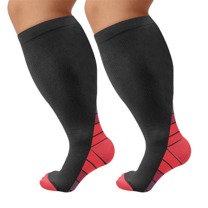 Chaussettes de compression à talon contrasté grandes tailles - Rouge (1 paire) - 4XL - image 3
