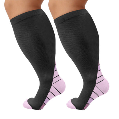 Chaussettes de compression à talon contrasté grandes tailles - Violet (1 paire) - 4XL - image 2