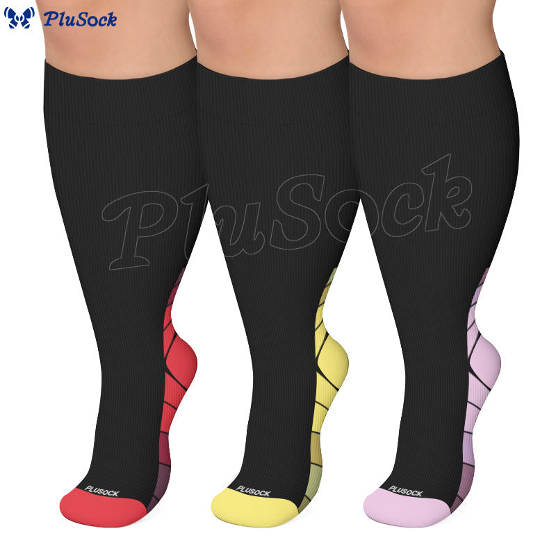 Chaussettes de compression à talon contrasté grandes tailles - image 0
