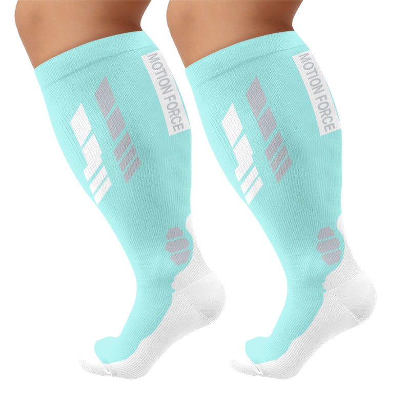 Chaussettes de compression géométriques sport grandes tailles - Bleu (1 paire) - 4XL - image 6