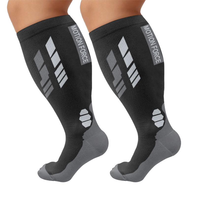 Chaussettes de compression géométriques sport grandes tailles - Noir (1 paire) - 4XL - image 5
