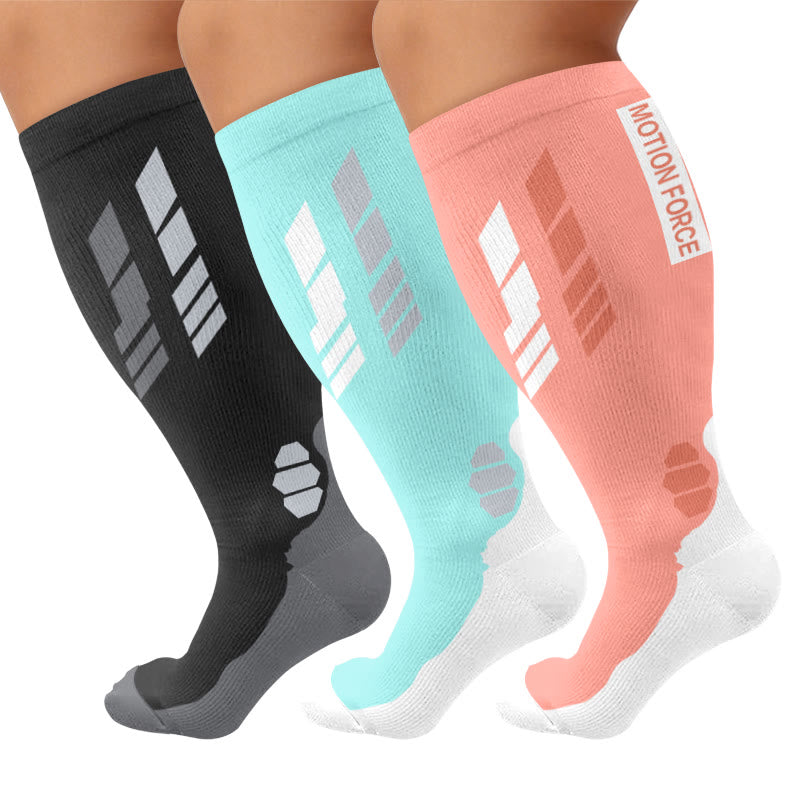 Chaussettes de compression géométriques sport grandes tailles - Multicolore (3 paires) - 4XL - image 1
