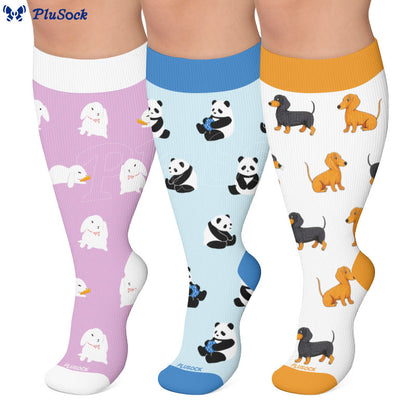 Chaussettes de compression grande taille lapin panda teckel - image 0