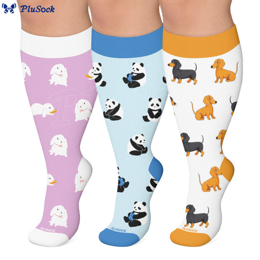 Chaussettes de compression grande taille lapin panda teckel - image 0