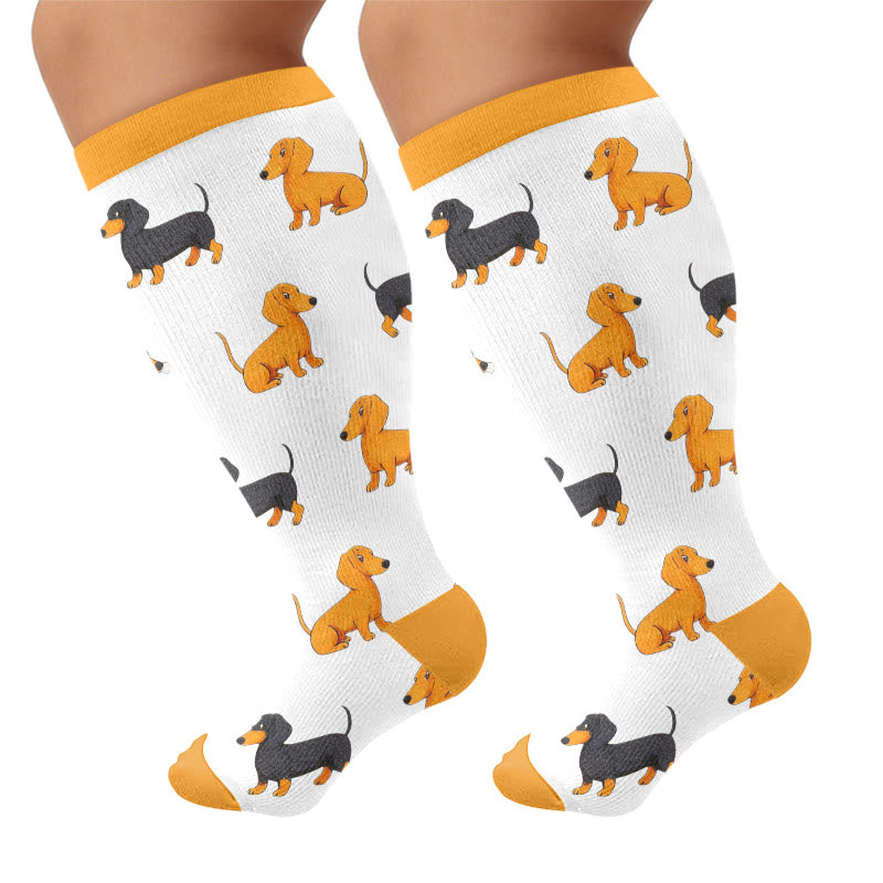 Chaussettes de compression grande taille lapin panda teckel - Jaune (1 paire) - 4XL - image 9