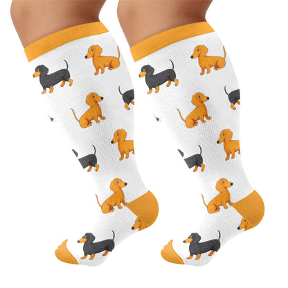 Chaussettes de compression grande taille Panda Lapin Teckel - Jaune - 4XL - image 6