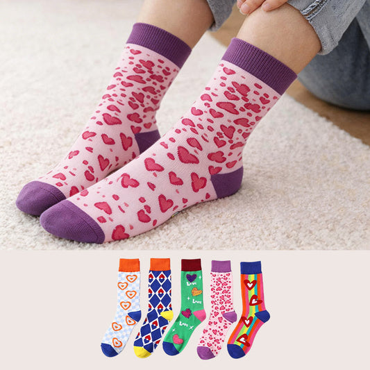 Chaussettes à motif cœur (5 paires) - image 0