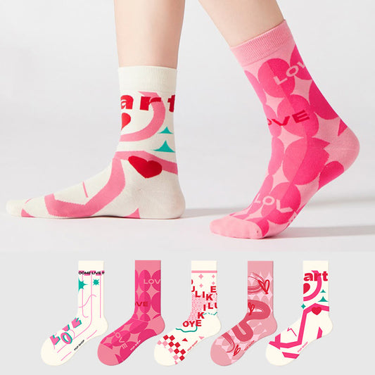 Chaussettes tendance roses (5 paires) - image 0
