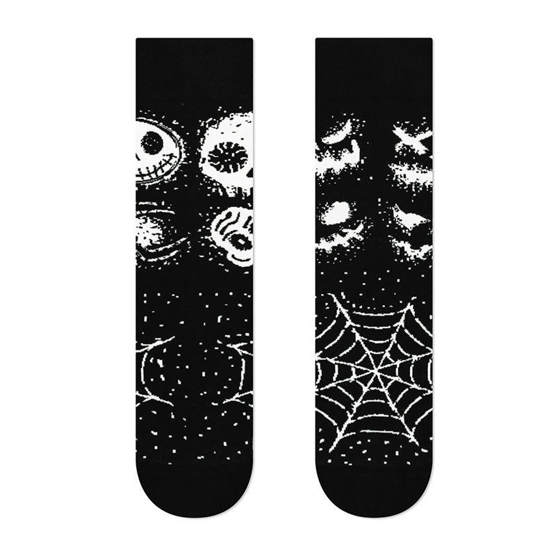 Chaussettes courtes créatives à motif tête de mort dépareillées (4 paires) - image 5