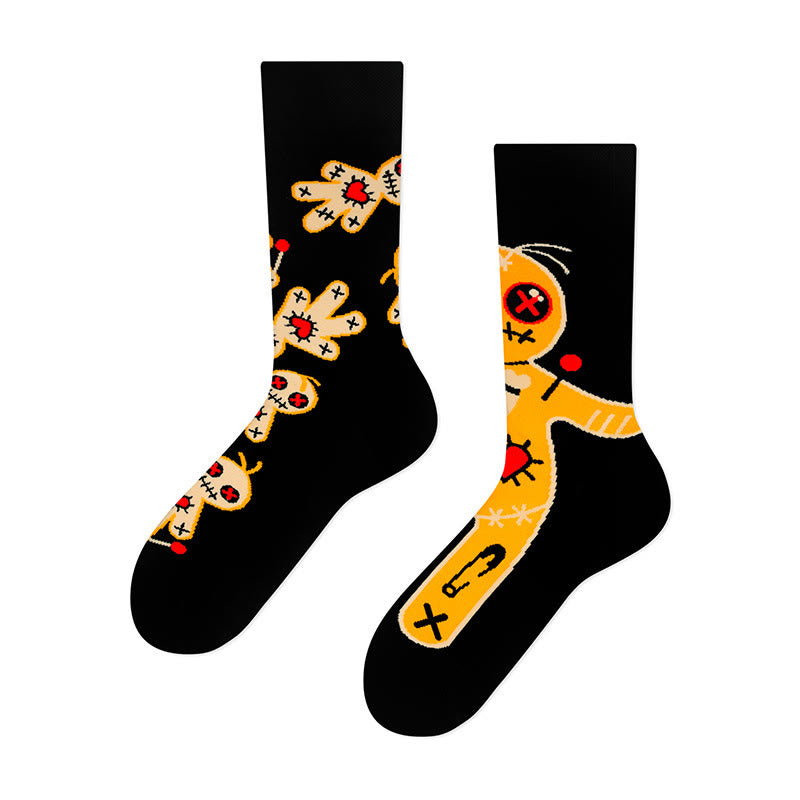 Chaussettes courtes créatives à motif tête de mort dépareillées (4 paires) - image 1