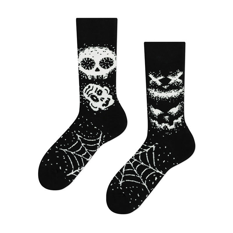 Chaussettes courtes créatives à motif tête de mort dépareillées (4 paires) - image 4